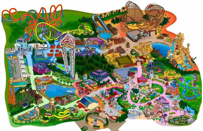 mapa atracciones warner madrid
